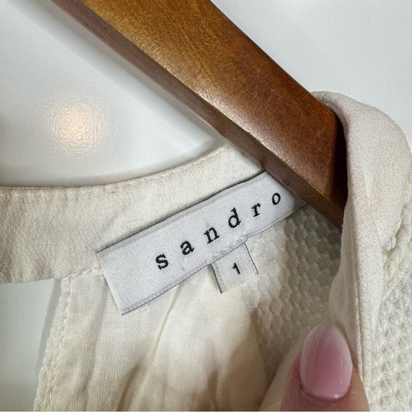 Sandro White Short Sleeve Mini Dress Size Small - Picture 5 of 9